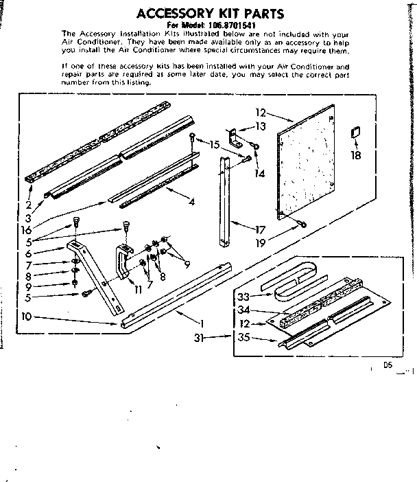 Kenmore 1068701541 accessory kit parts diagram
