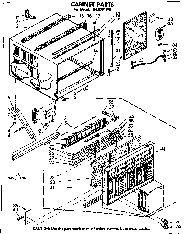 Kenmore 1068701841 cabinet parts diagram