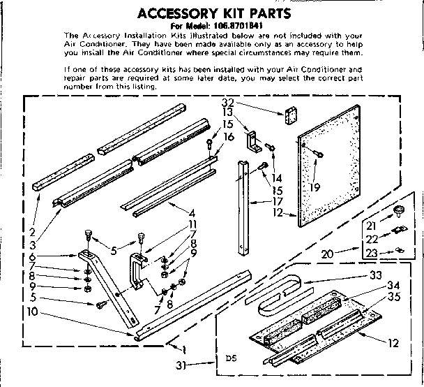 Kenmore 1068701841 accessory kit parts diagram