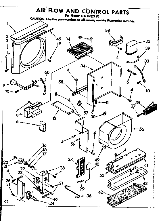 Kenmore 1068702170 air flow and control parts diagram