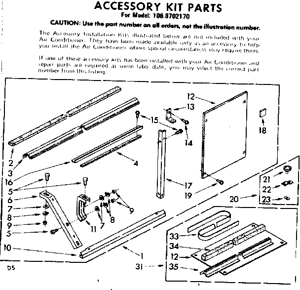 Kenmore 1068702170 accessory kit parts diagram