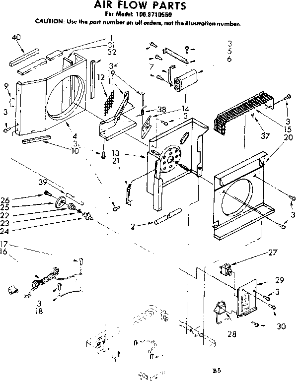Kenmore 1068710560 air flow parts diagram