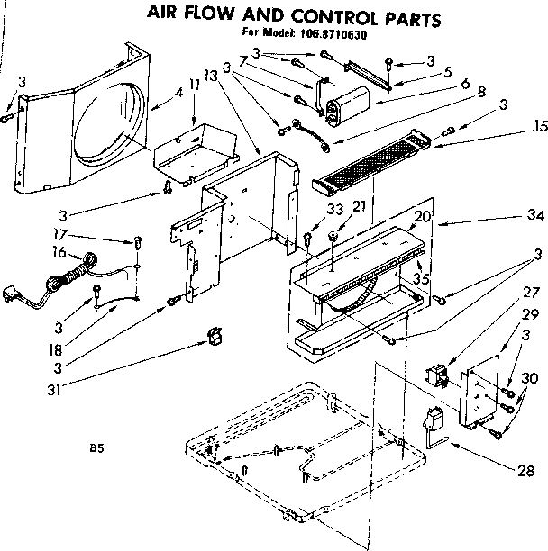 Kenmore 1068710630 air flow and control parts diagram