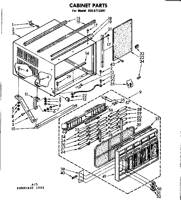 Kenmore 1068712081 cabinet parts diagram