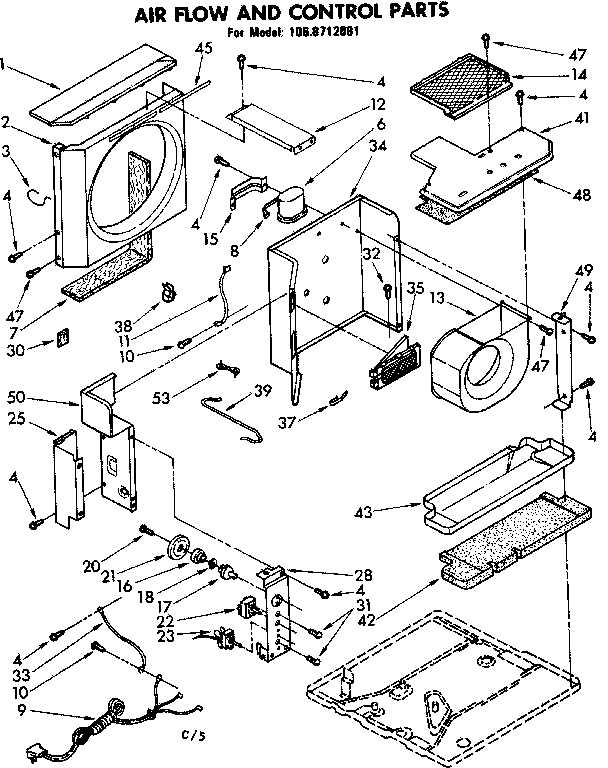 Kenmore 1068712081 air flow and control parts diagram