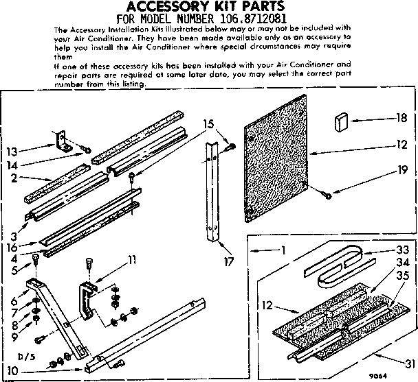Kenmore 1068712081 accessory kit parts diagram