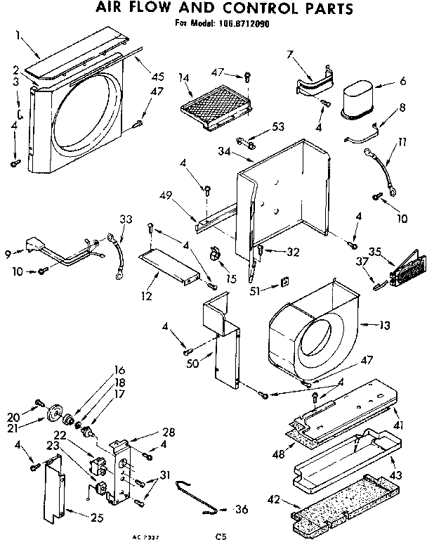 Kenmore 1068712090 air flow and control parts diagram