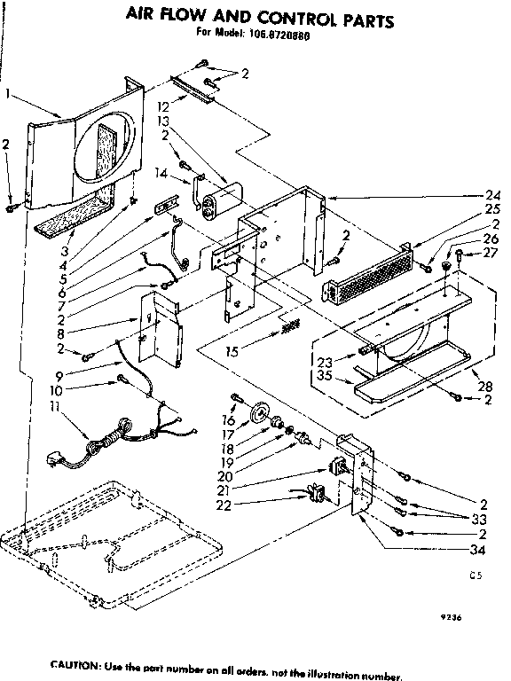 Kenmore 1068720880 air flow & control parts diagram