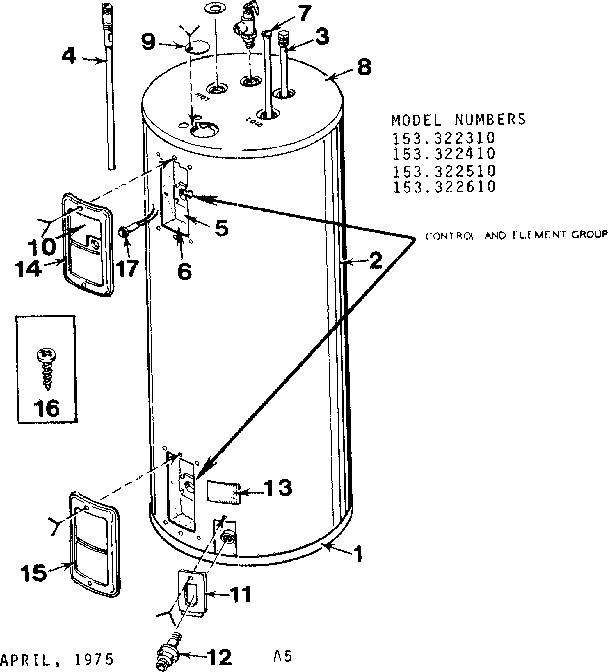 Kenmore 153322410 non-functional replacement parts diagram