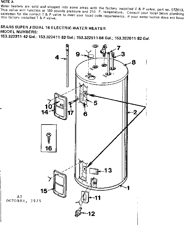 Kenmore 153322311 non-functional replacement parts diagram