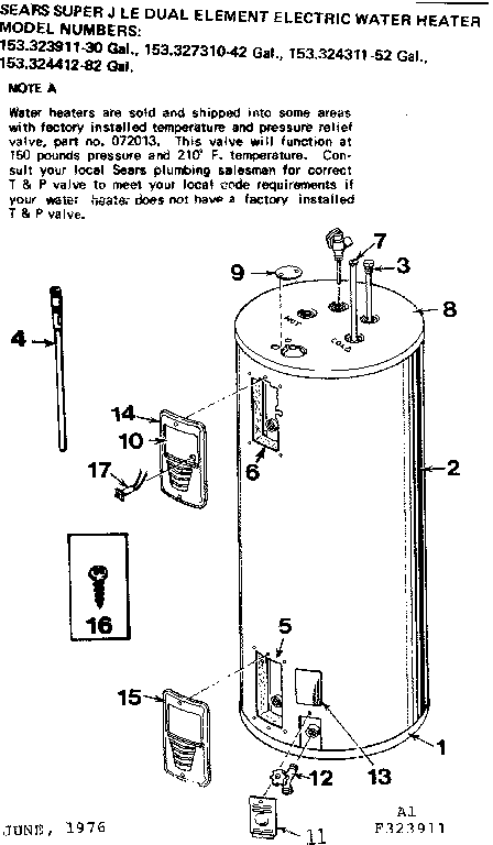 Kenmore 153324412 non-functional replacement parts diagram