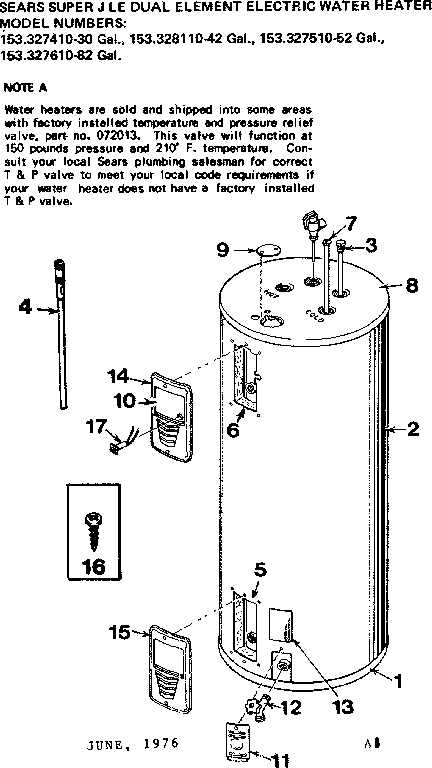 Kenmore 153327410 non-functional replacement parts diagram