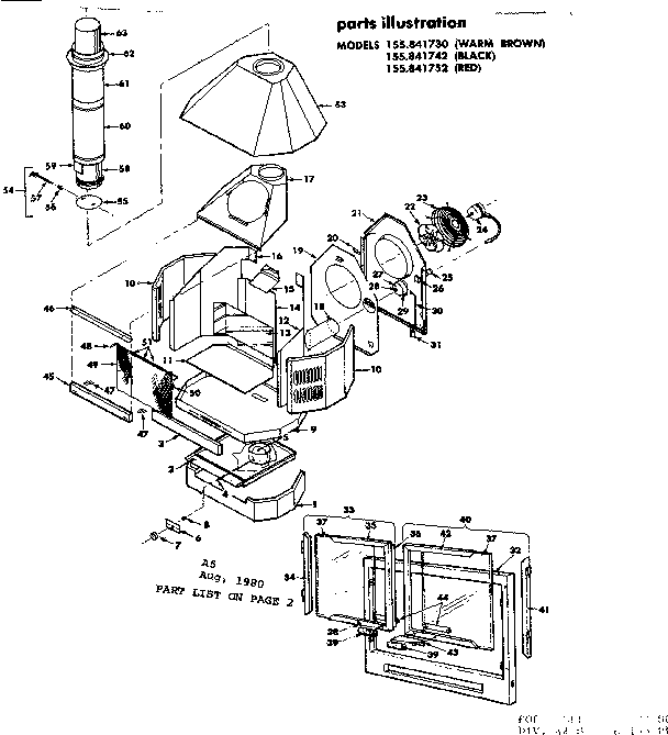Kenmore 155841730 replacement parts diagram