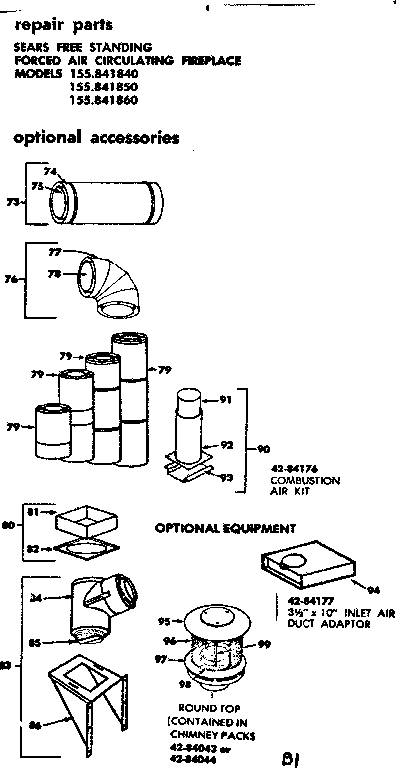 Kenmore 155841850 optional accessory diagram