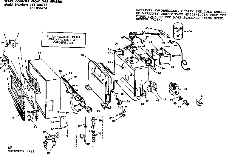 Kenmore 155856774 replacement parts/856714-856754 diagram