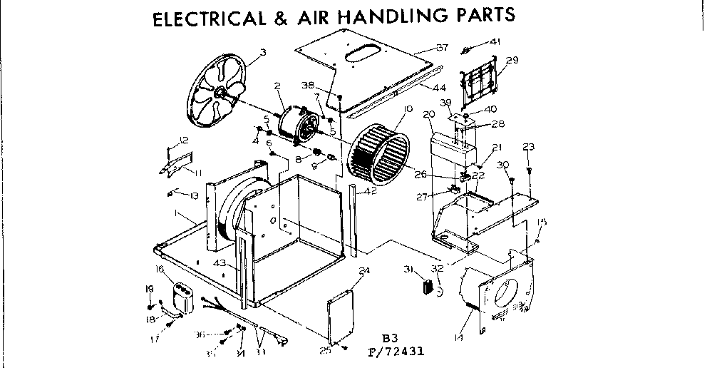 Kenmore 25372431 electrical & air handling parts diagram