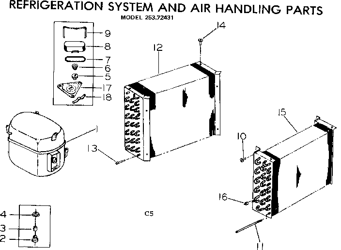 Kenmore 25372431 refrigeration systm & air handling parts diagram