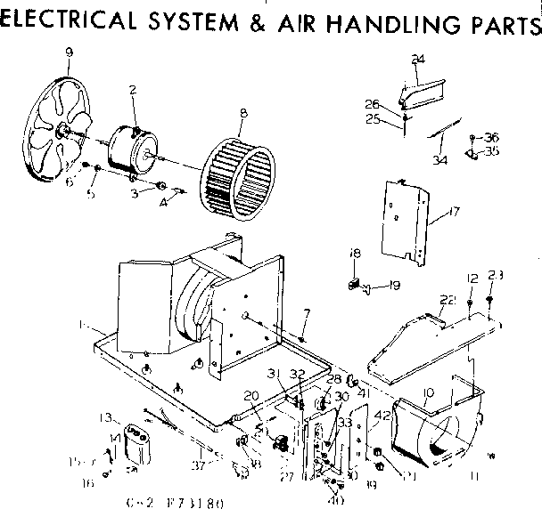Kenmore 25373180 electrical system & air handling parts diagram