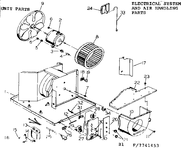 Kenmore 2537741453 electrical system & air handling parts diagram