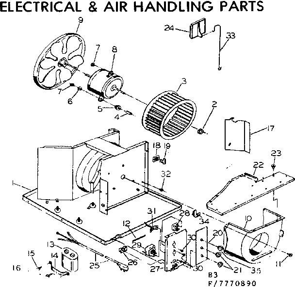 Kenmore 2537770890 electrical & air handling parts diagram