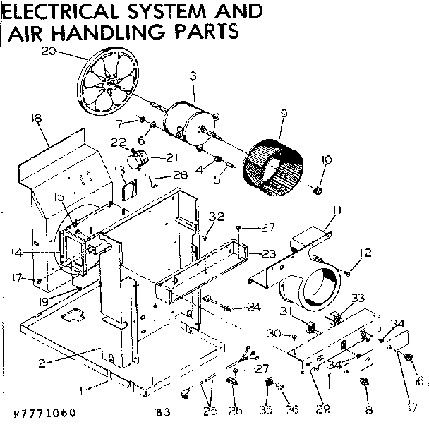 Kenmore 2537771060 electrical system and air handling parts diagram