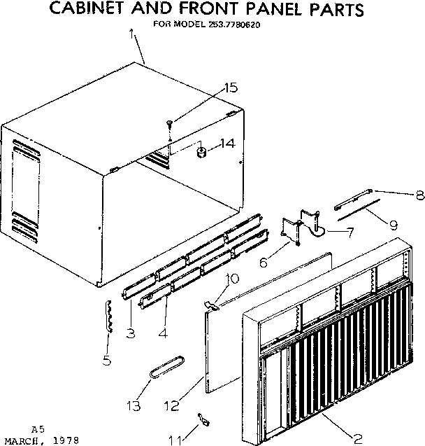 Kenmore 2537780620 cabinet and front panel parts diagram