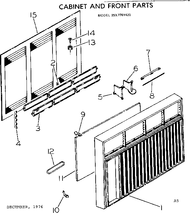 Kenmore 2537781420 cabinet and front parts diagram