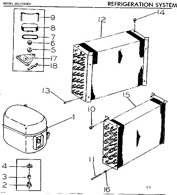 Kenmore 2537781431 refrigeration system diagram