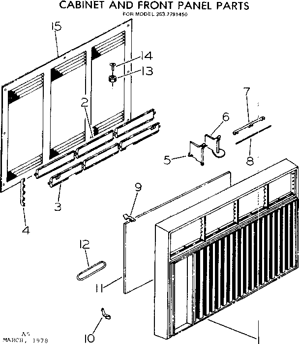 Kenmore 2537791450 cabinet and front panel parts diagram