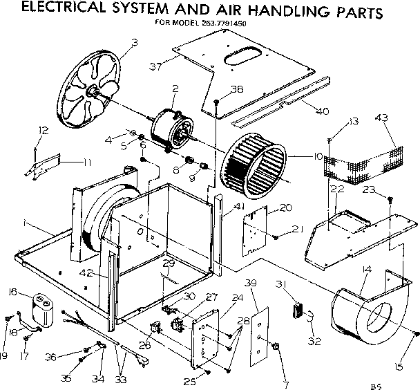 Kenmore 2537791450 electrical system and air handling parts diagram