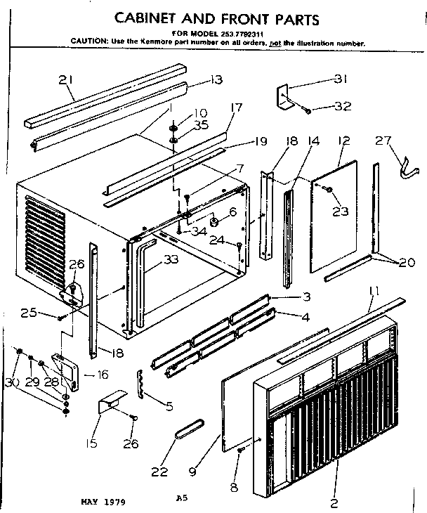 Kenmore 2537792311 cabinet and front parts diagram