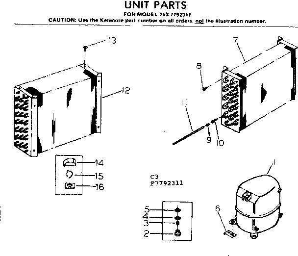 Kenmore 2537792311 unit parts diagram