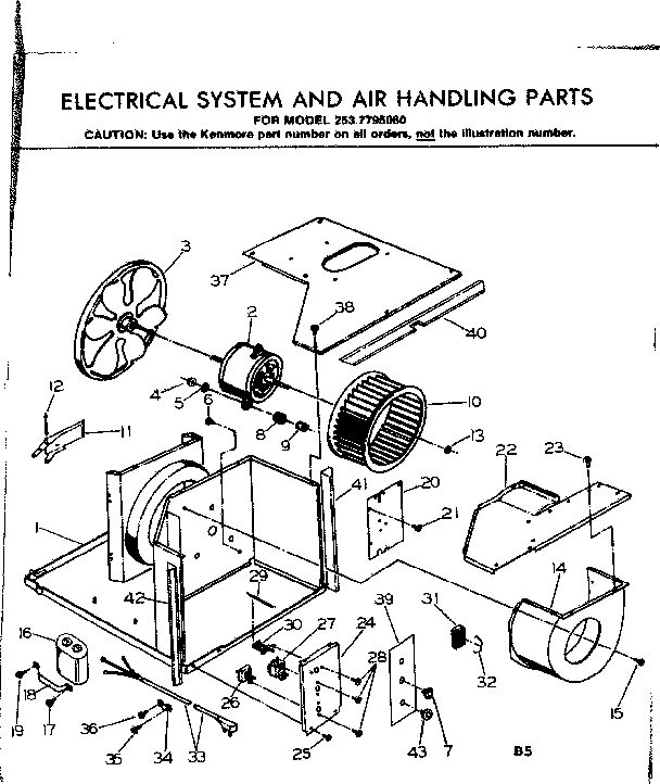 Kenmore 2537795060 electrical system & air handling parts diagram
