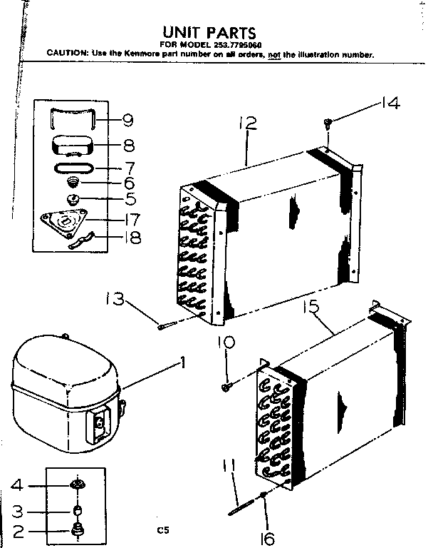 Kenmore 2537795060 unit parts diagram