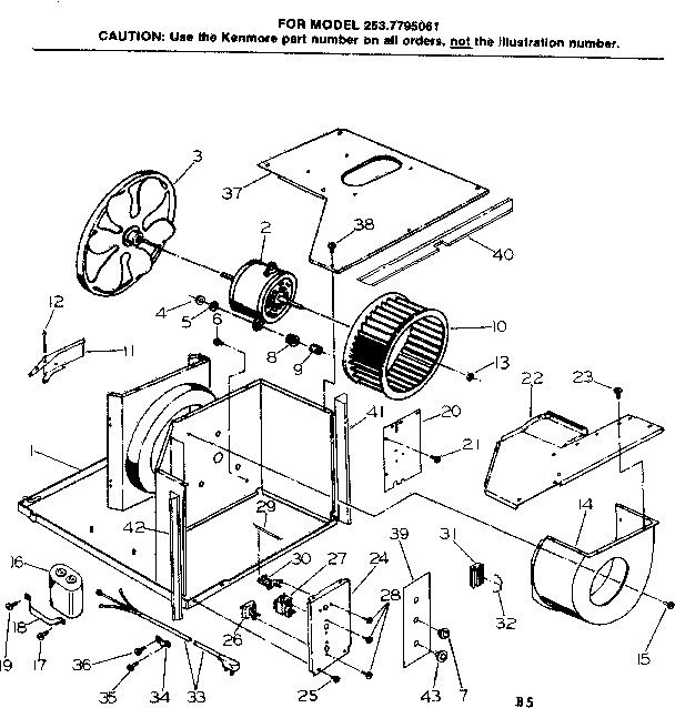 Kenmore 2537795061 electrical system & air handling parts diagram