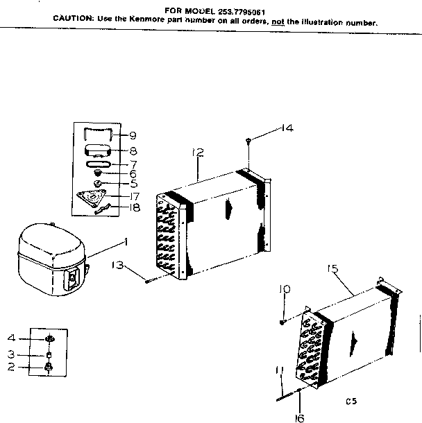 Kenmore 2537795061 unit parts diagram