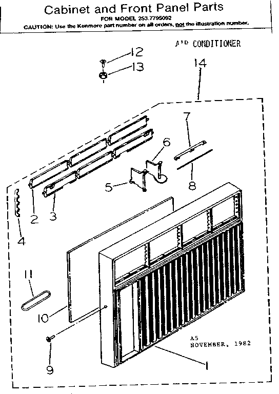 Kenmore 2537795092 cabinet and front panel parts diagram