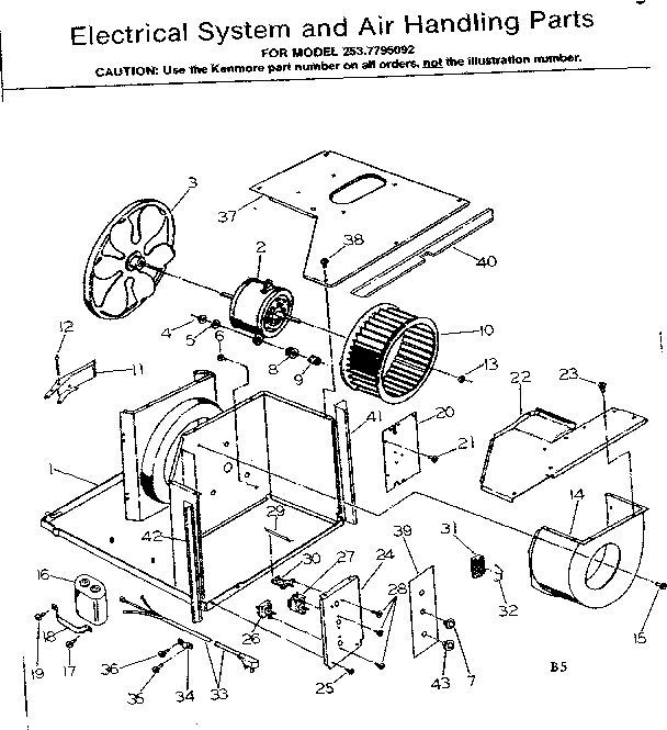 Kenmore 2537795092 electrical system & air handling parts diagram
