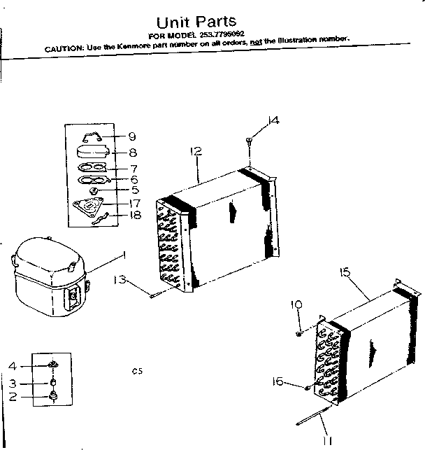Kenmore 2537795092 unit parts diagram