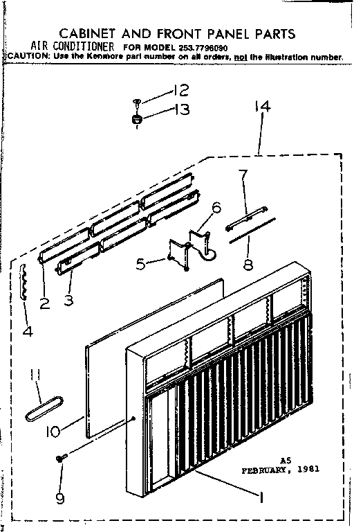 Kenmore 2537796090 cabinet & front panel parts diagram