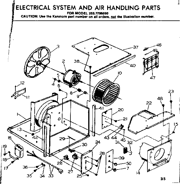 Kenmore 2537796090 electrical system & air handling parts diagram