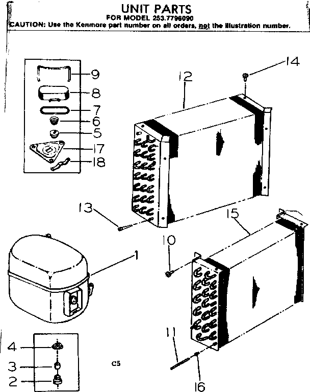 Kenmore 2537796090 unit parts diagram