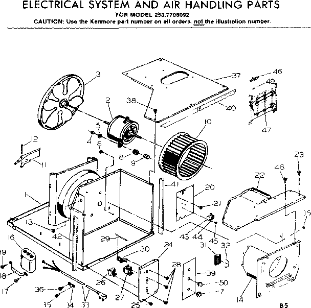Kenmore 2537798092 electrical system & air handling parts diagram