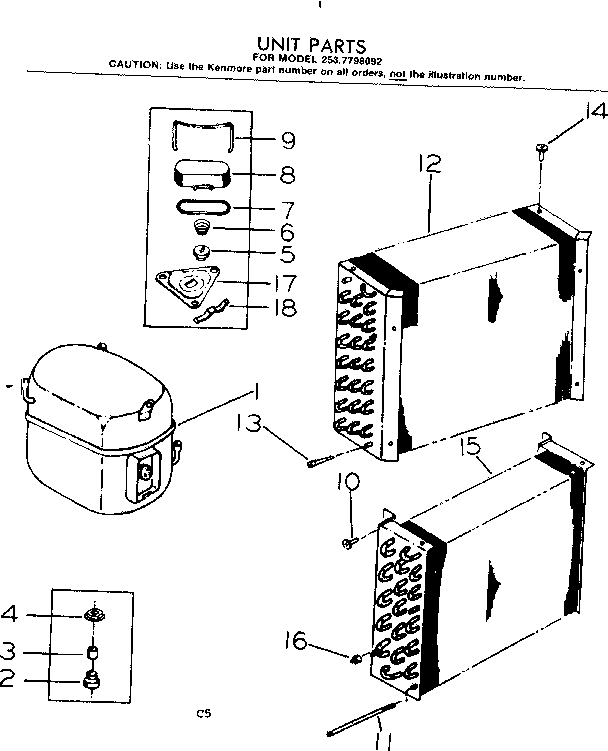 Kenmore 2537798092 unit parts diagram