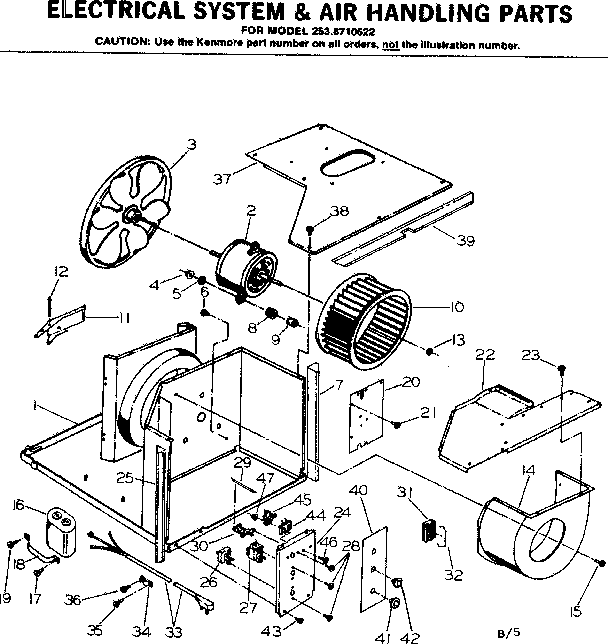Kenmore 2538710622 electrical system & air handling parts diagram