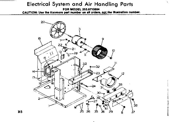 Kenmore 2538710664 electrical system & air handling parts diagram