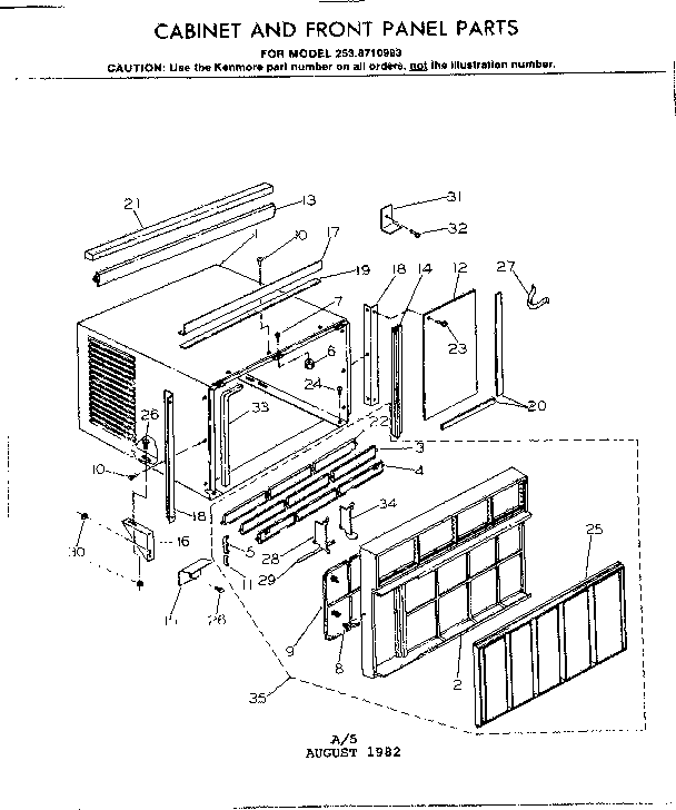 Kenmore 2538710993 cabinet and front panel parts diagram