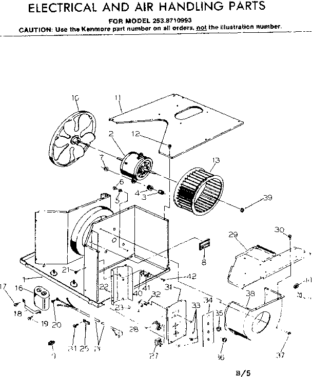 Kenmore 2538710993 electrical and air handling parts diagram