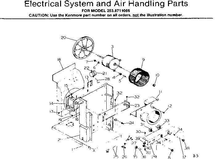 Kenmore 2538711066 electrical system & air handling parts diagram