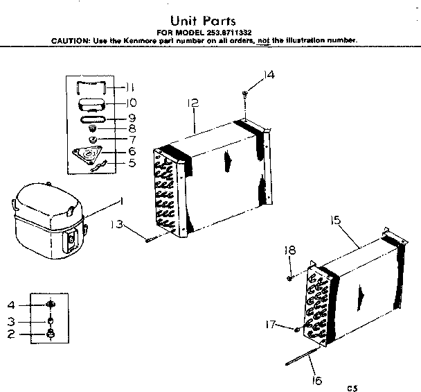 Kenmore 2538711332 unit parts diagram